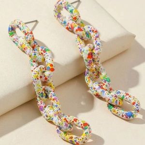 Acrylic Chain Link Paint Splatter Earrings